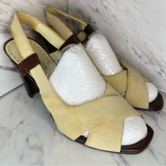 Franco Sarto Slingback Heels - Beige & Brown - Size 8M - Picture 1 of 15